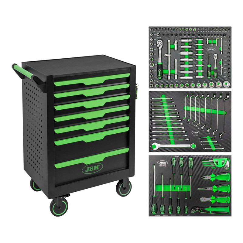 Carrinho de ferramentas JBM (54834) com 7 gavetas - 154 peças