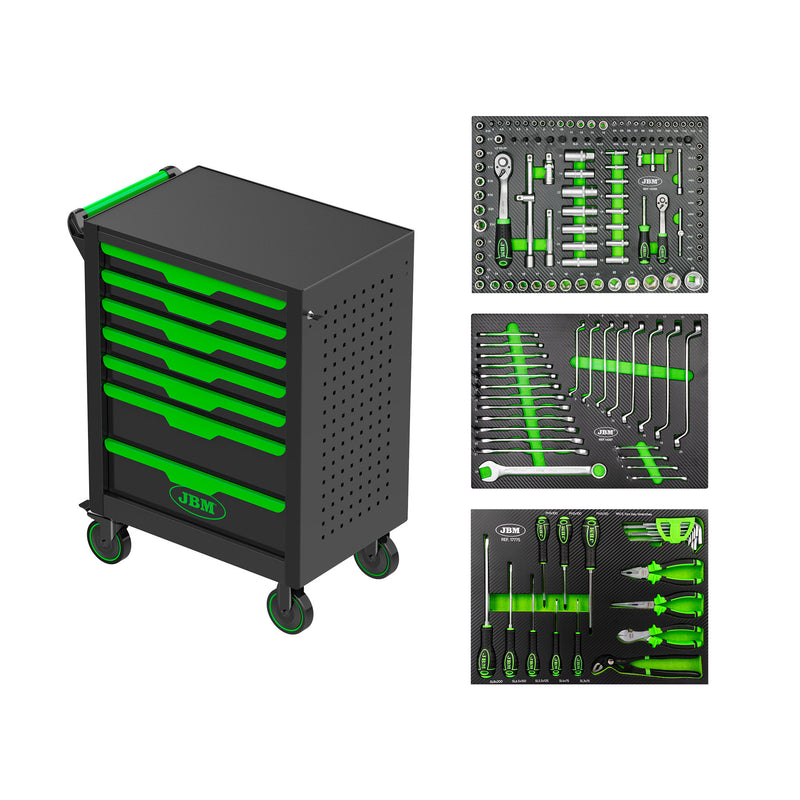 Carrinho de ferramentas JBM (54834) com 7 gavetas - 154 peças