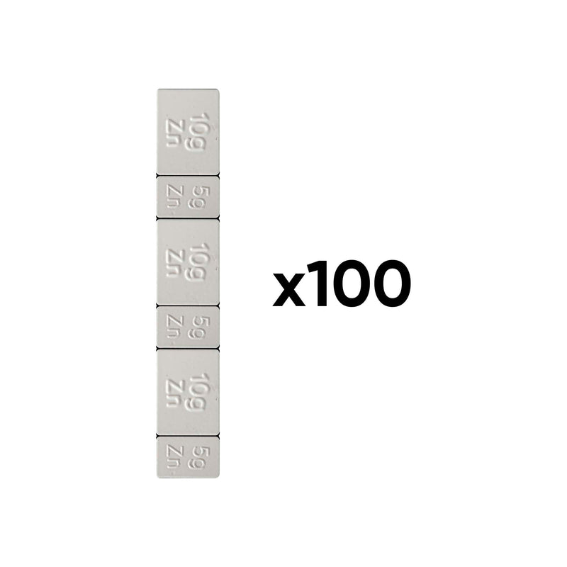 JBM (54884) Caja de 100 contrapesos autoadhesivos de zinc en forma de rombo - 45 g (3 x 5 g + 3 x 10 g)