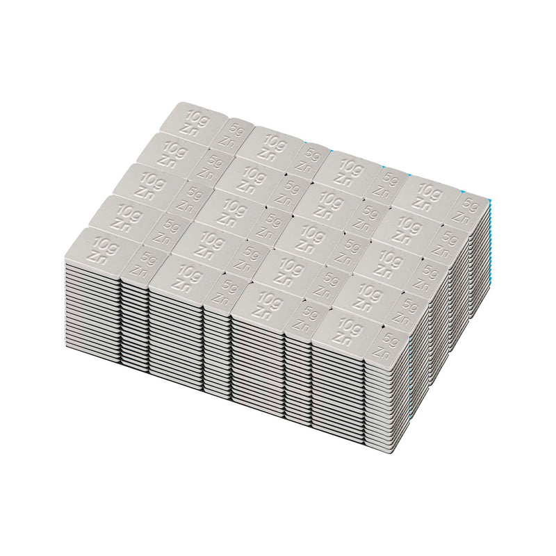 JBM (54884) Caja de 100 contrapesos autoadhesivos de zinc en forma de rombo - 45 g (3 x 5 g + 3 x 10 g)