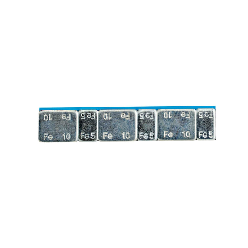 JBM (54885) Caja de 100 pesas de hierro autoadhesivas en tabletas - 45 g (3 x 5 g + 3 x 10 g)