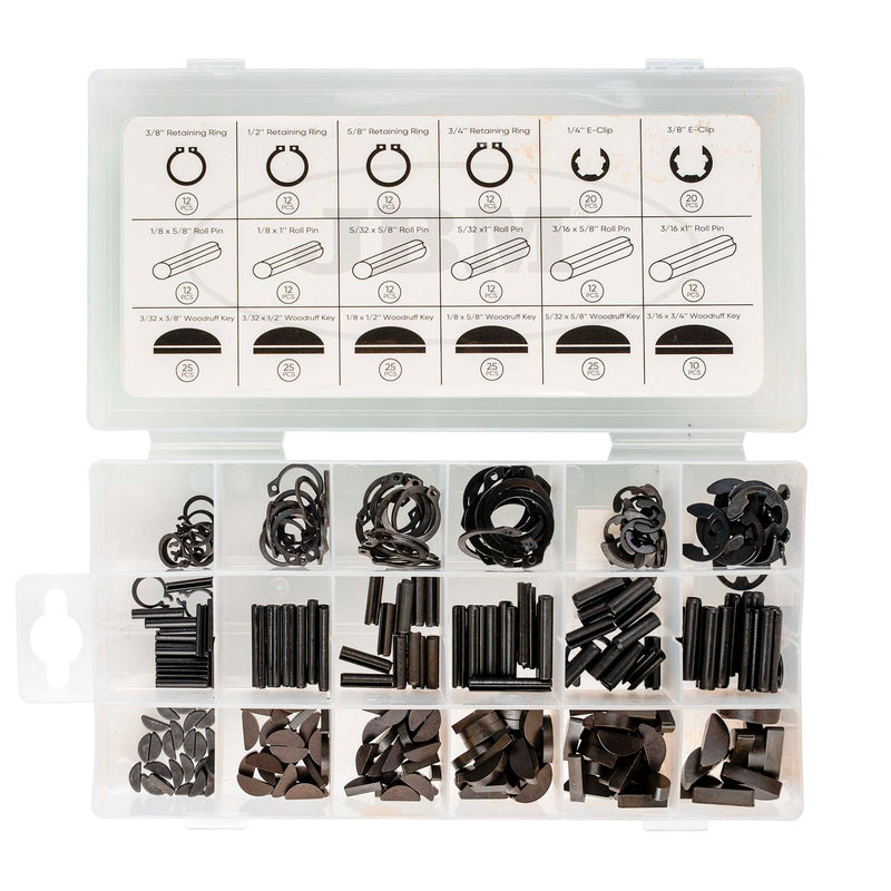 JBM (54943) 295pcs Kit - Clips, Circlips, Cotter Pins, Pins