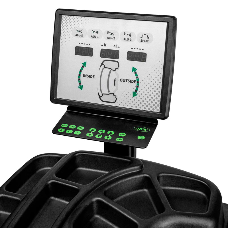 Equilibradora de ruedas digital JBM (54970) con pedal de freno y láser
