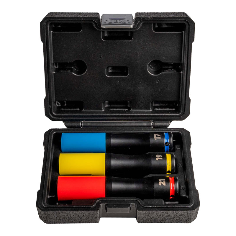 JBM (55137) Juego de 3 vasos de impacto extralargos de 1/2" para ruedas