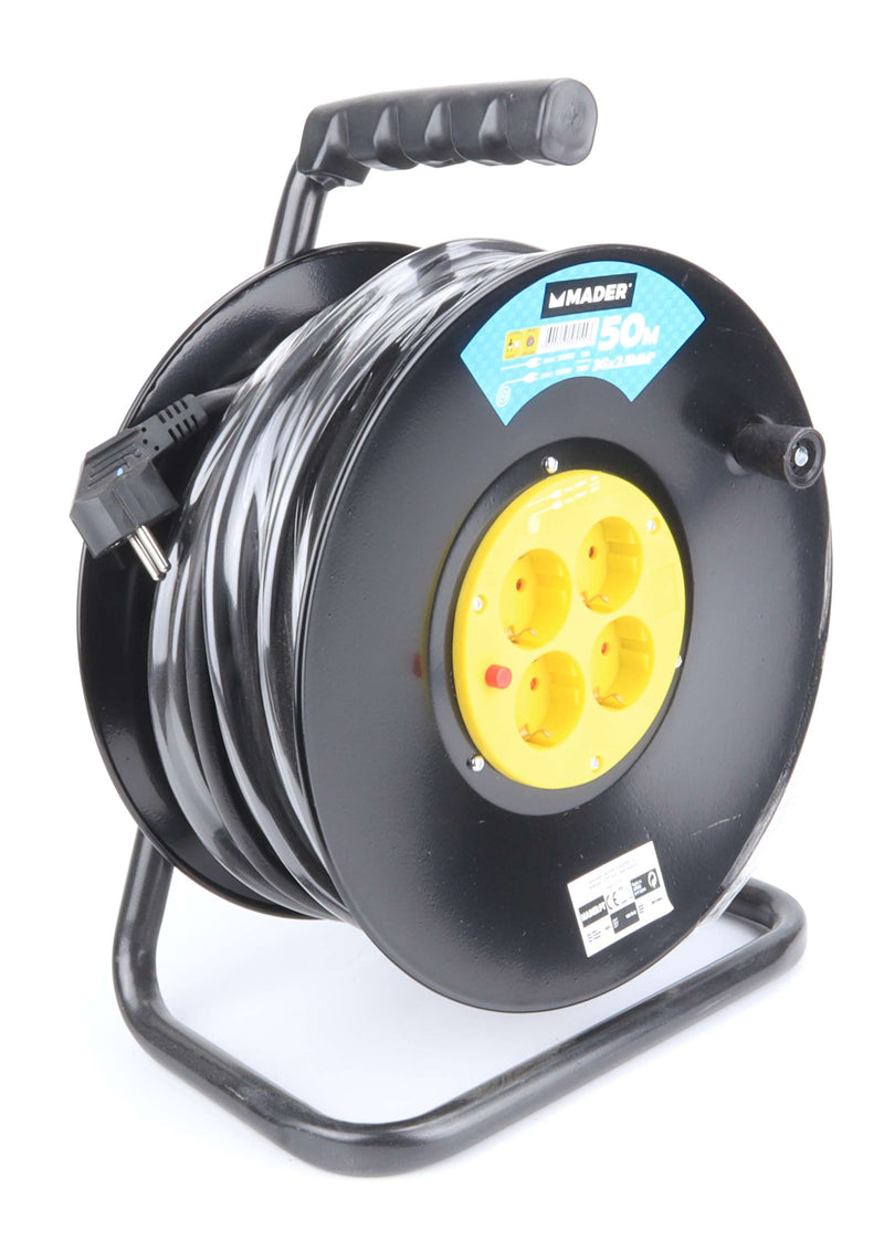 Extensión Eléctrica, Carrete Metálico, 50m, 3G x 2,5mm² - MADER®