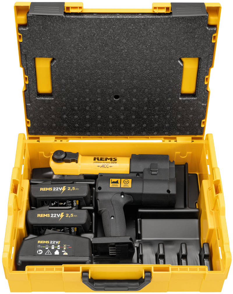 REMS (576013 R220) Batería de prensa de 22 V, paquete básico L-Boxx + batería de 2,5 Ah