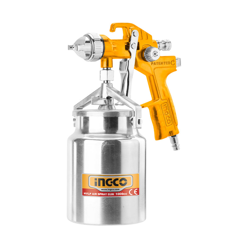 Pistola de pintura INGCO (ASG2101) con depósito inferior metálico, 2,5-3,5 lb, 1000 cc