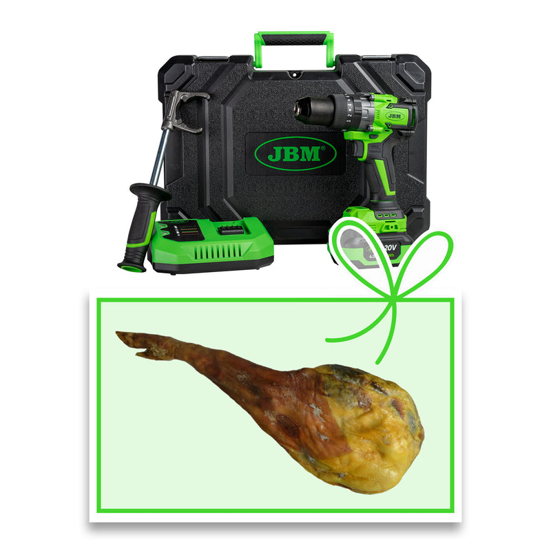 Taladro percutor inalámbrico de 2 velocidades JBM (60047C-P) con maletín + Martillo