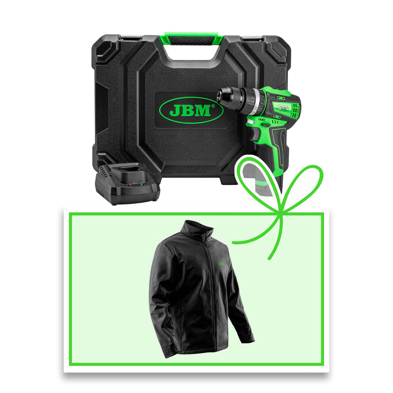 Taladro percutor inalámbrico de 12V JBM (60058C-JM) con maletín + Chaqueta M