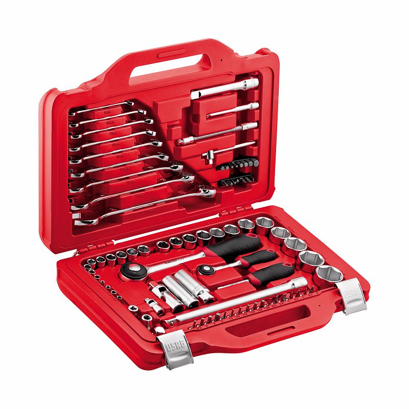 USAG (601 1/4 1/2 J82) Sortido com encaixes hexagonais e chaves combinadas em caixa modular (82 unidades)