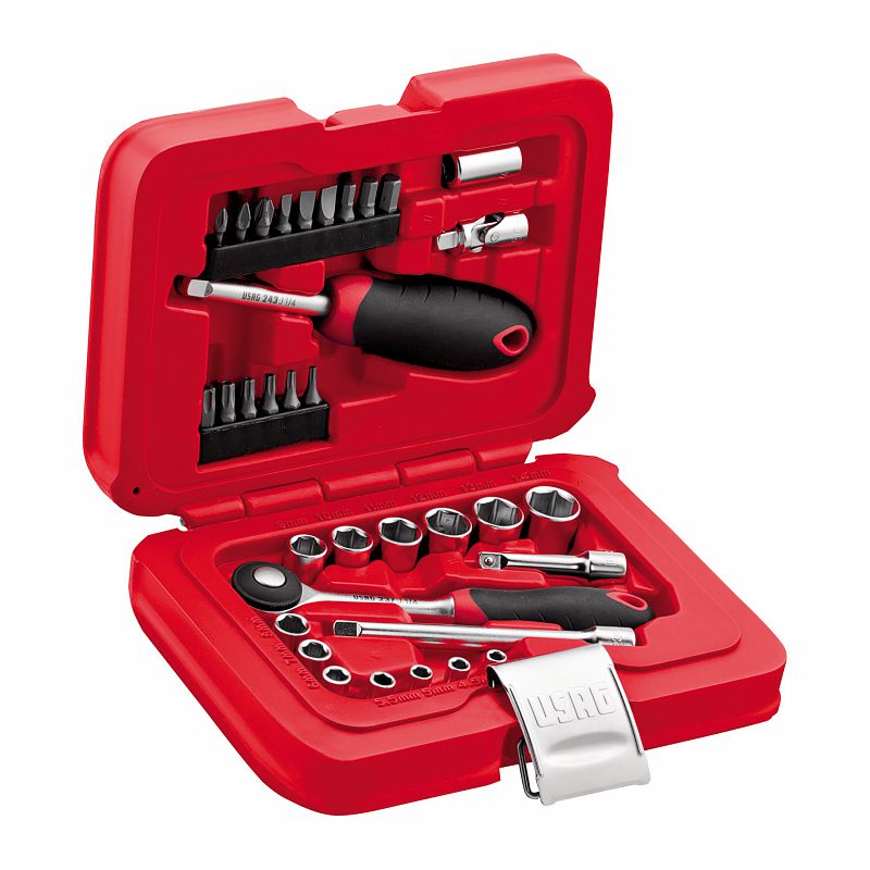 USAG (601 1/4 J34) Sortido com encaixes hexagonais e bits em caixa modular (34 peças)