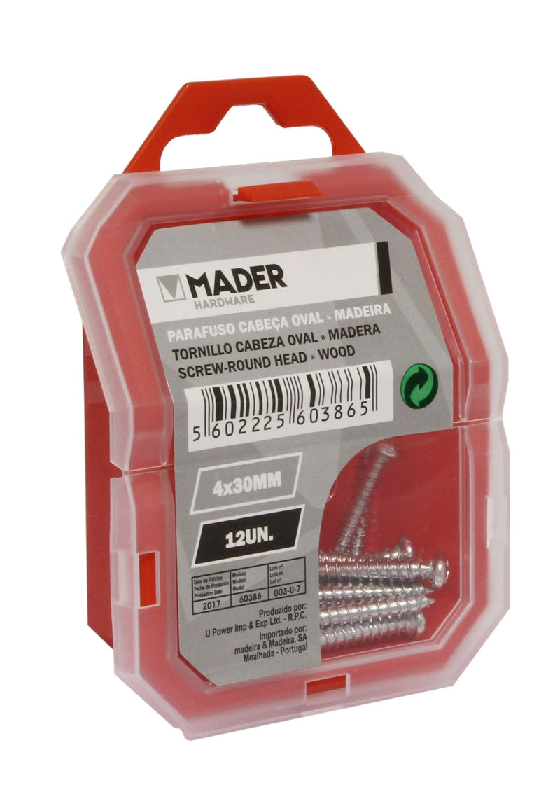 Screw Round Head, Wood, 4x30, 12Un - MADER®