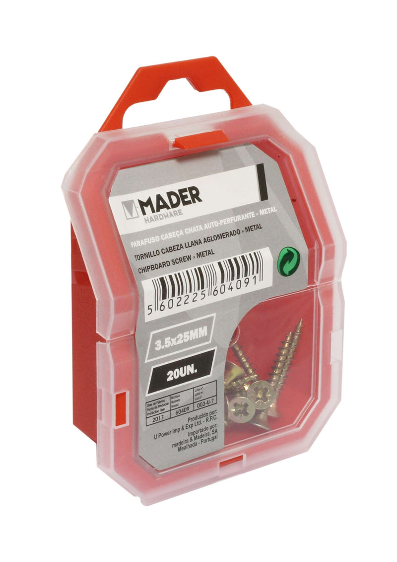 Parafuso Cabeça Chata Auto-Perfurante para Metal, 3.5x25, 20Un