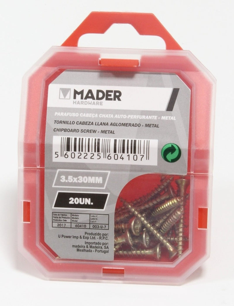 Parafusos Cabeça fresada / escareada para madeira e aglomerado , 3.5x30, 20Un