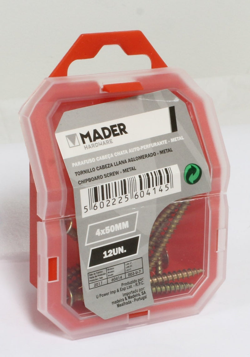 Parafusos Cabeça fresada / escareada para madeira e aglomerado , 4x50, 12Un