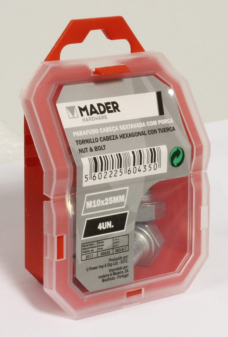 Nut and Bolt - M10x25mm, 4Un - MADER®