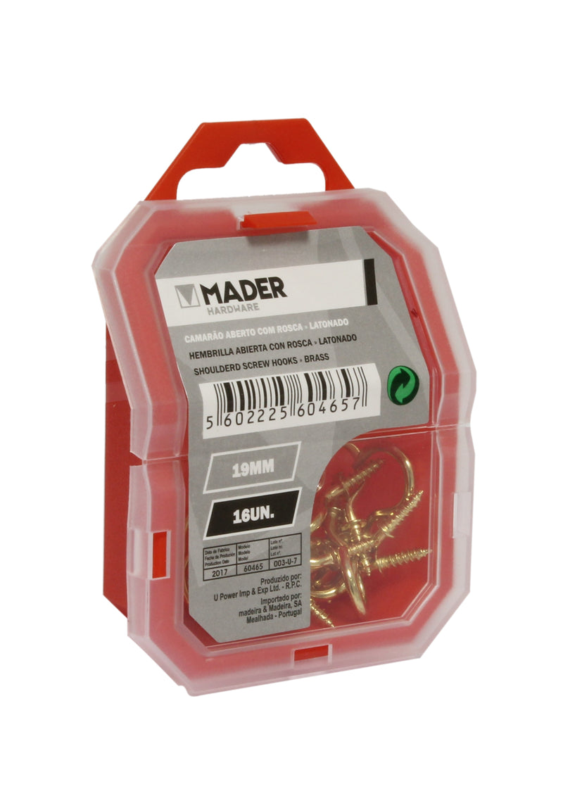 Screw Hooks, Brass, 19mm, 16Un - MADER®