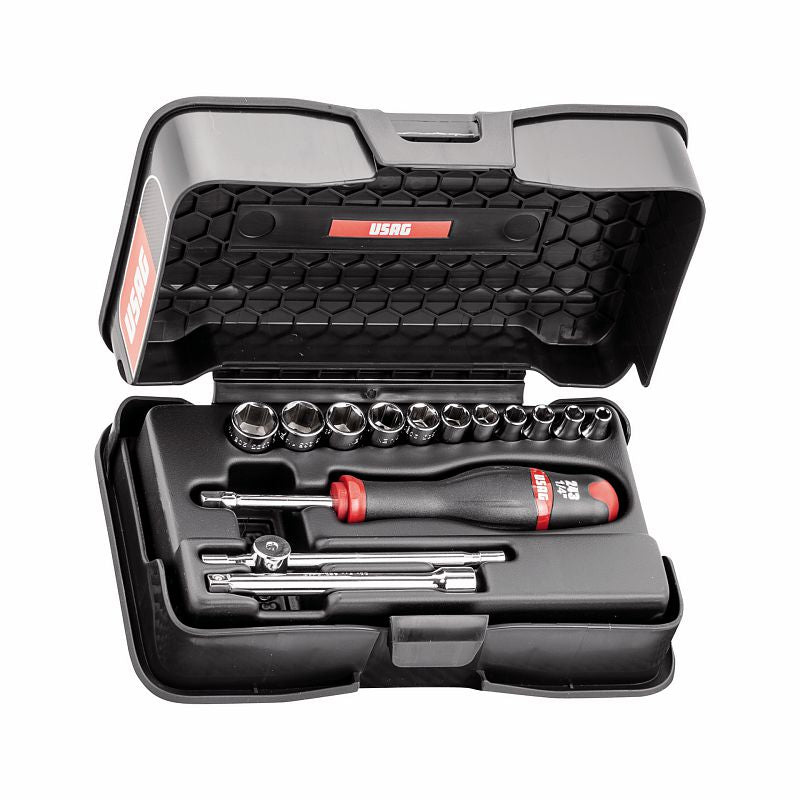 USAG (604 1/4 E) Surtido con vasos hexagonales en estuche de ABS (14 piezas)