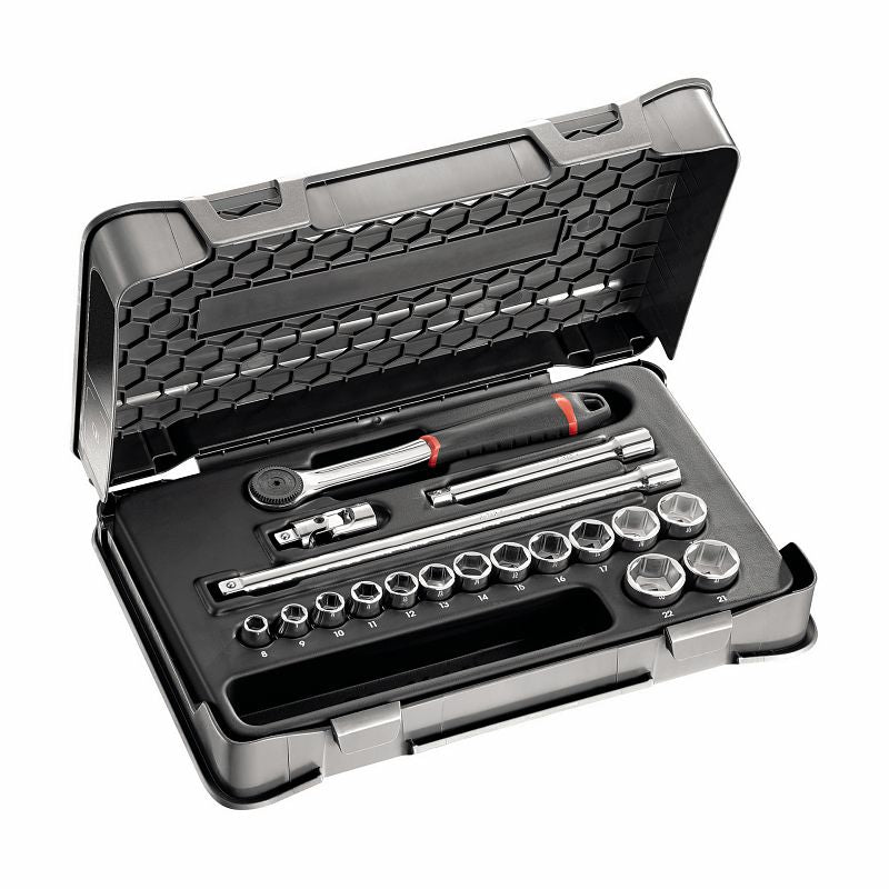 USAG (604 3/8 EA) Sortido com tomadas hexagonais em estojo ABS (18 unidades)