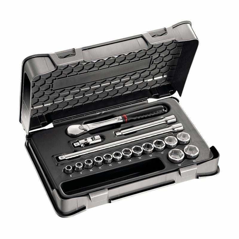 USAG (604 3/8 EB) Sortido com tomadas hexagonais em estojo ABS (18 unidades)