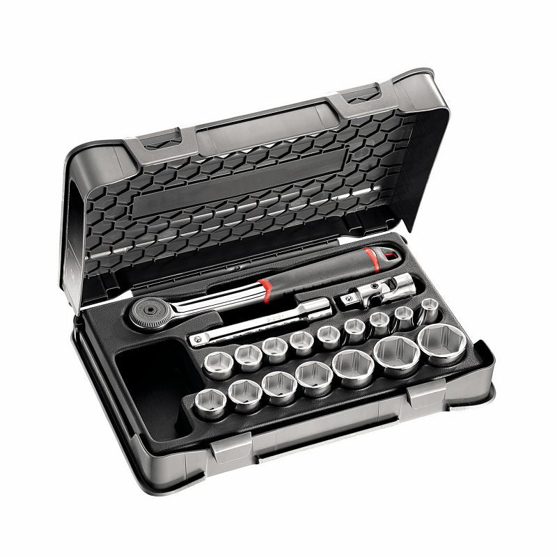 USAG (605 1/2 EA) Surtido con vasos hexagonales en estuche de ABS (19 piezas)