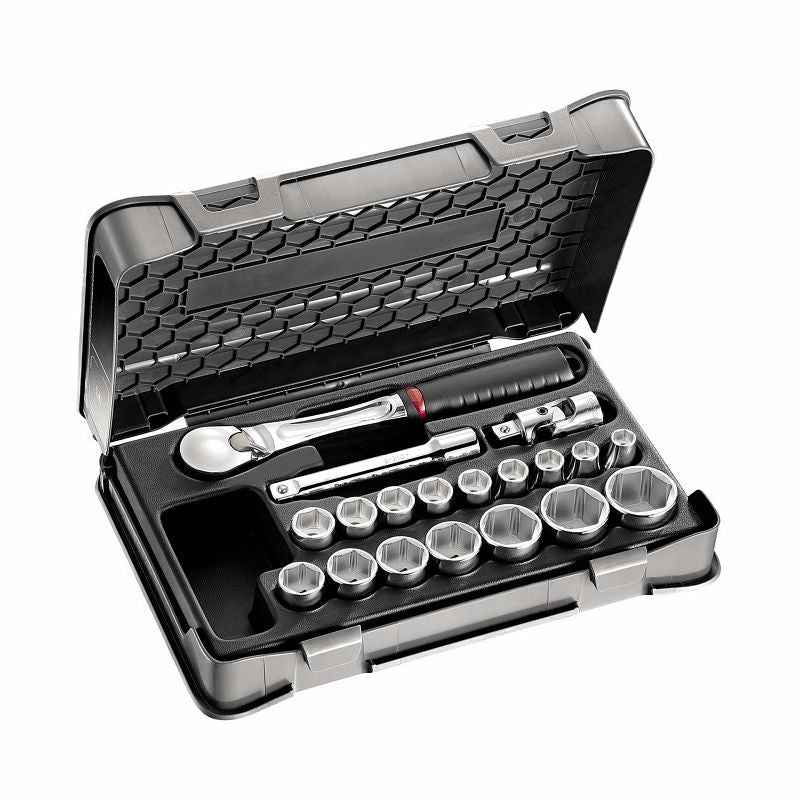 USAG (605 1/2 EB) Surtido con vasos hexagonales en estuche de ABS (19 piezas)