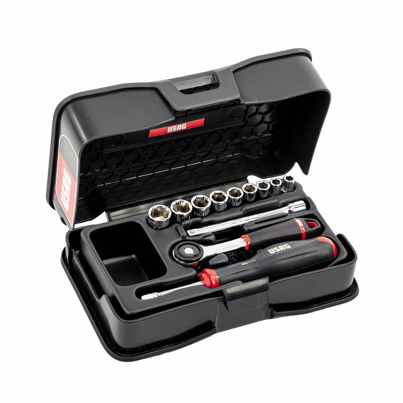 USAG (605 1/4 ED) Sortido com tomadas hexagonais em estojo ABS (12 unidades)