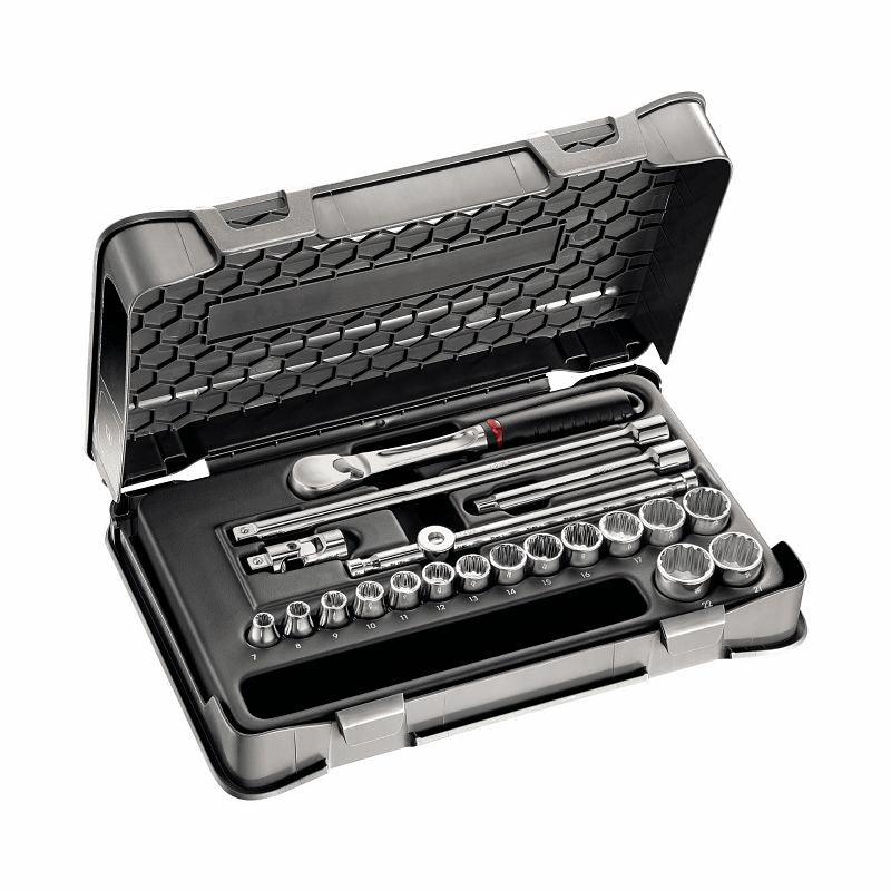 USAG (605 3/8 B) Assortment With Bihexagonal Sockets In Abs Case (20 Pcs.)