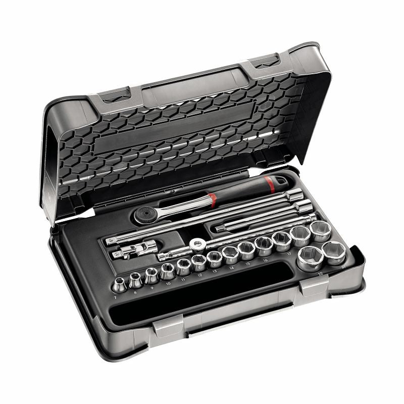 USAG (605 3/8 EA) Sortido com tomadas hexagonais em estojo ABS (20 unidades)