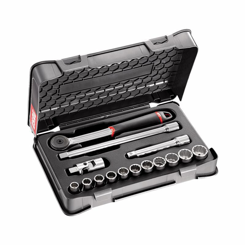 USAG (606 1/2 APOL) Surtido con dados bihexagonales en estuche de ABS, en pulgadas (15 piezas)