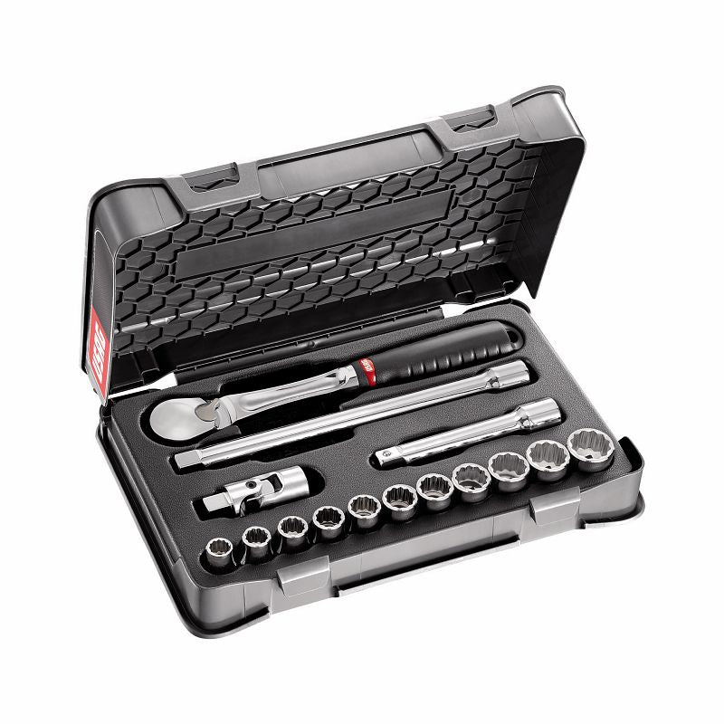 USAG (606 1/2 BPOL) Surtido con dados bihexagonales en estuche de ABS, en pulgadas (15 uds.)