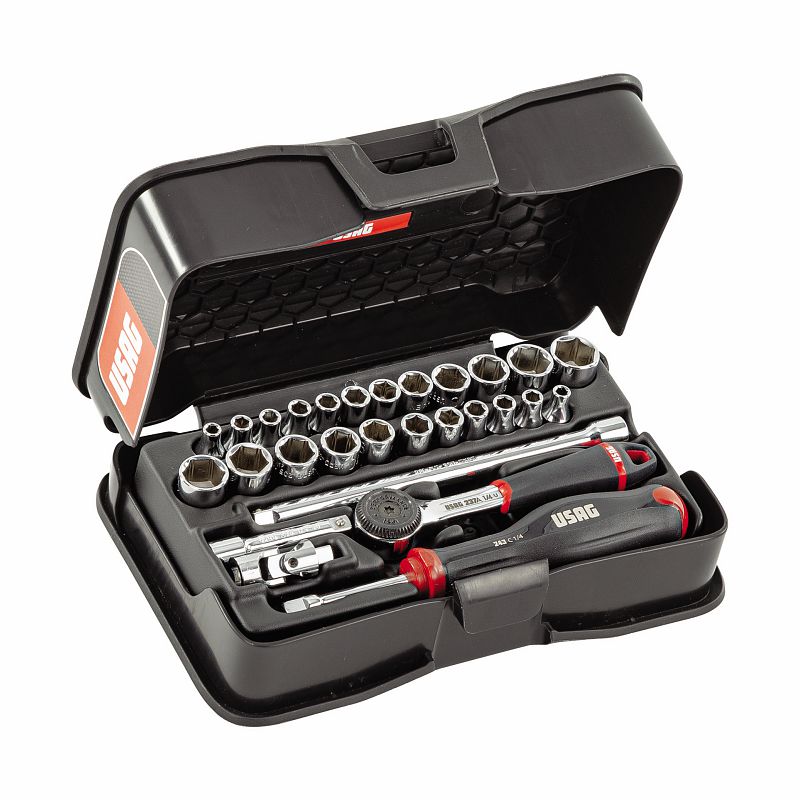 USAG (519/606AEPOL) Assortment With Hexagonal Sockets In Abs Case (28 Pcs.)
