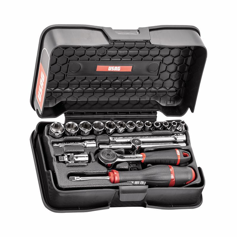 USAG (606 1/4 EA) Surtido con vasos hexagonales en estuche de ABS (19 piezas)