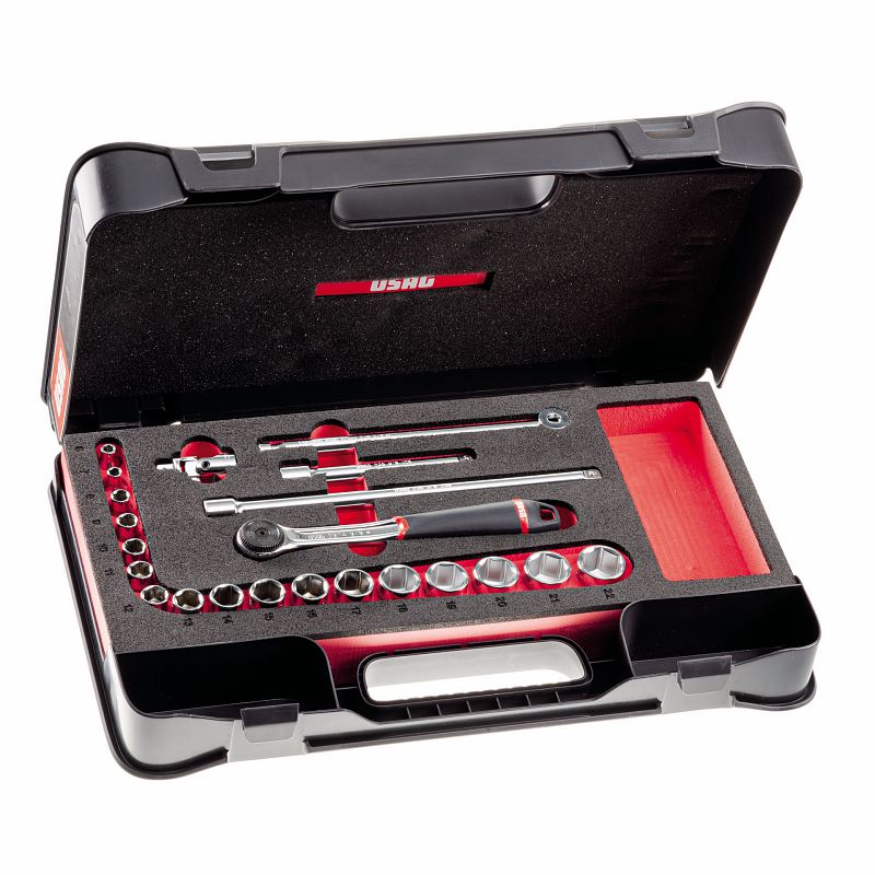 USAG (608 3/8 EB) Assortment With Hexagonal Sockets In Abs Case (20 Pcs.)