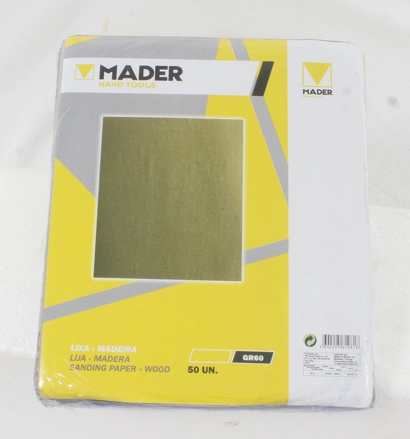 Papel de lija para madera, 230x280 mm, GR60, 50Un - MADER®