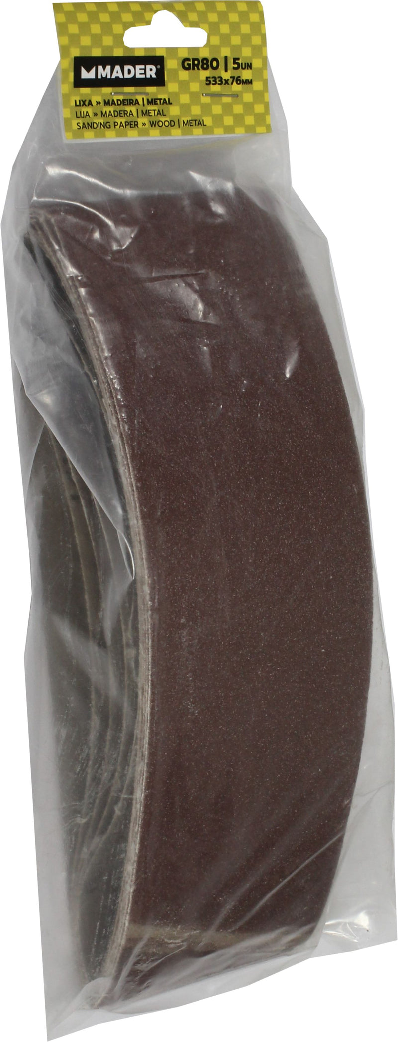 Papeles de lija para madera y metal, 533 x 76 mm, GR80, 5 unidades - MADER®