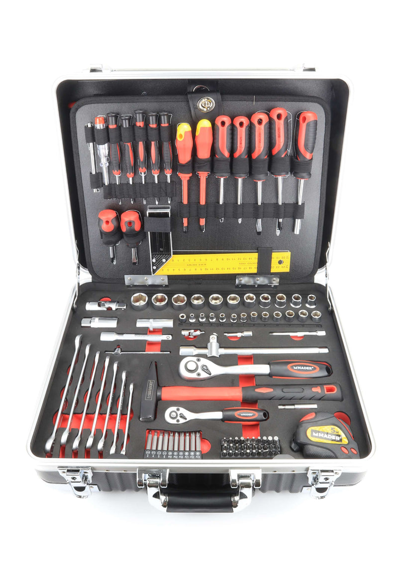 Hand Tool Set, with Trolley, 1/4" - 1/2", 142un, CRV - MADER®