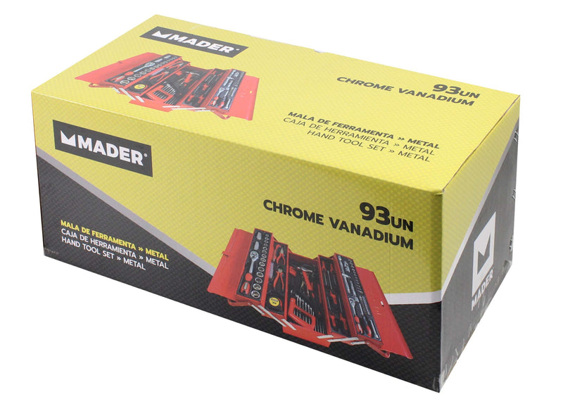 Juego de herramientas manuales para metal, 1/4" - 1/2", 93 unidades, CRV - MADER®