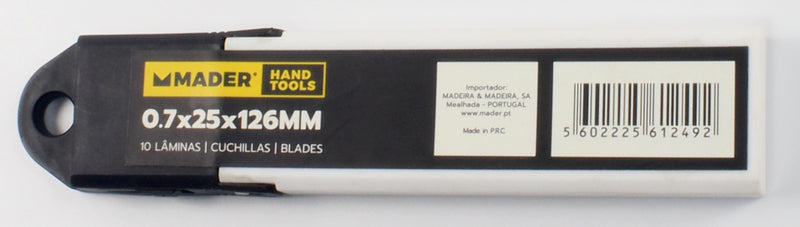 Blades for Utility Knife, 0.7x25x126mm, 10un - MADER®