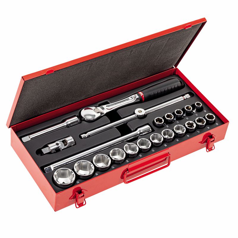 USAG (612 1/2 CEB) Assortment in Sheet Steel Box with Hexagonal Sockets (22 Pcs.)