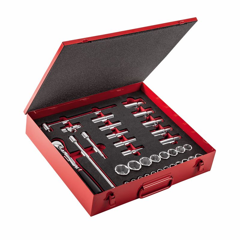 USAG (612 1/2 CLB) Assortment In Sheet Steel Box With Hexagonal And Bihexagonal Sockets (35 Pcs.)