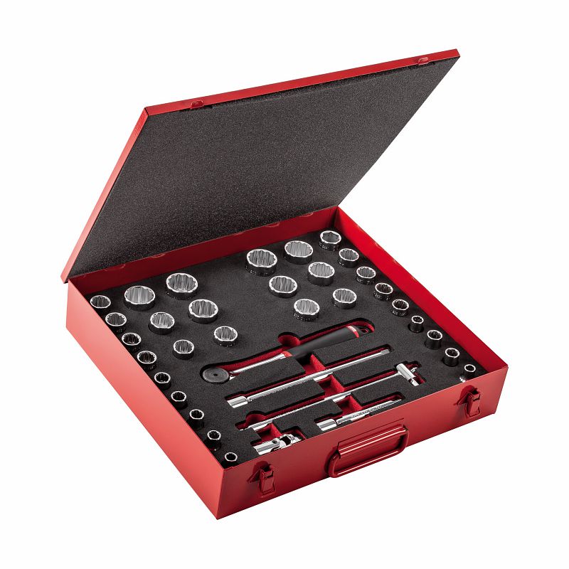 Sortido USAG (612 1/2 MPA) em caixa de chapa de aço com casquilhos bi-hexagonais (35 unidades)