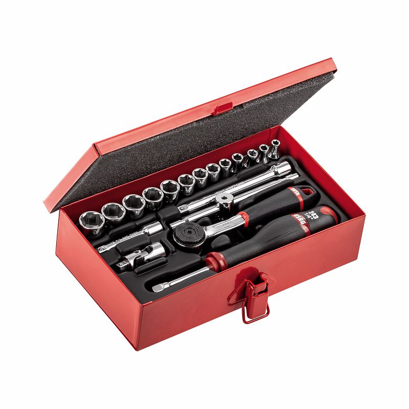 USAG (612 1/4 EA) Assortment In Sheet Steel Box With Hexagonal Sockets (19 Pcs.)