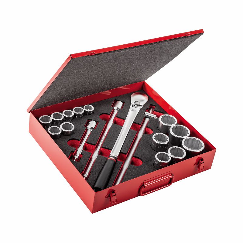 USAG (612 3/4 B) Sortido em caixa de chapa de aço com casquilhos bi-hexagonais (17 unidades)