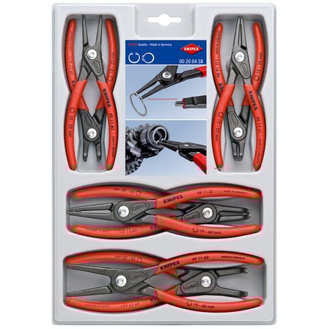 Conjunto de alicates de precisão para anéis de retenção Knipex (00 20 04 SB) com 8 peças