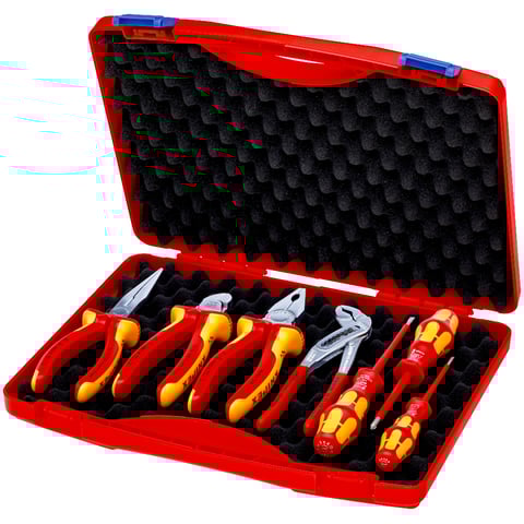 Conjunto de 2 peças para caixa de ferramentas elétrica vermelha Knipex (00 21 15) - 7 peças