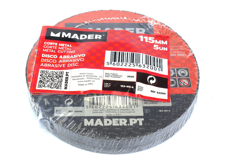Hoja abrasiva, corte de metal, 115 mm - MADER®