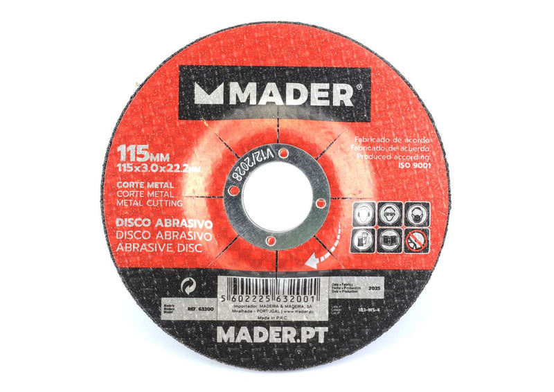 Hoja abrasiva, corte de metal, 115 mm - MADER®