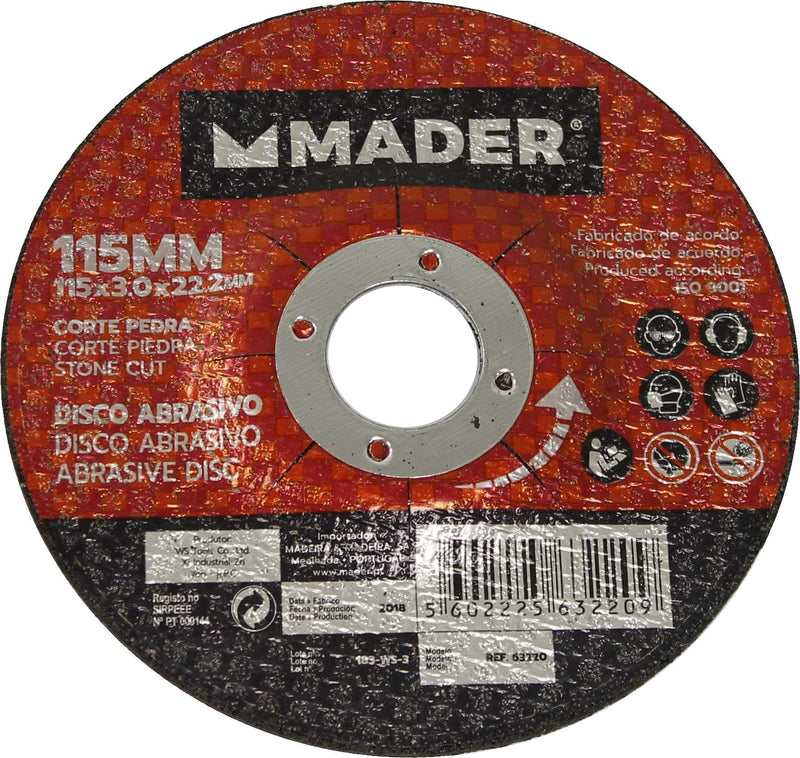 Hoja abrasiva, corte de piedra, 115 mm - MADER®