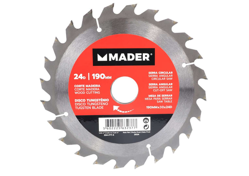 Disco Tungsténio Corte Madeira, 190mm, 24D